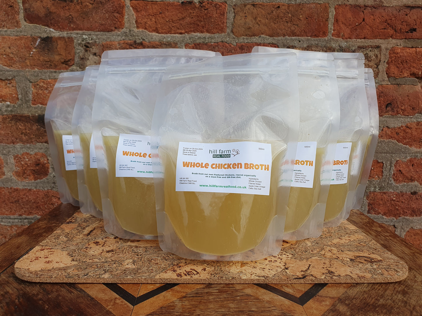 Hill Farm WHOLE CHICKEN BROTH 600ml x 7 pouch bundle (INCLUDES COURIER DELIVERY)