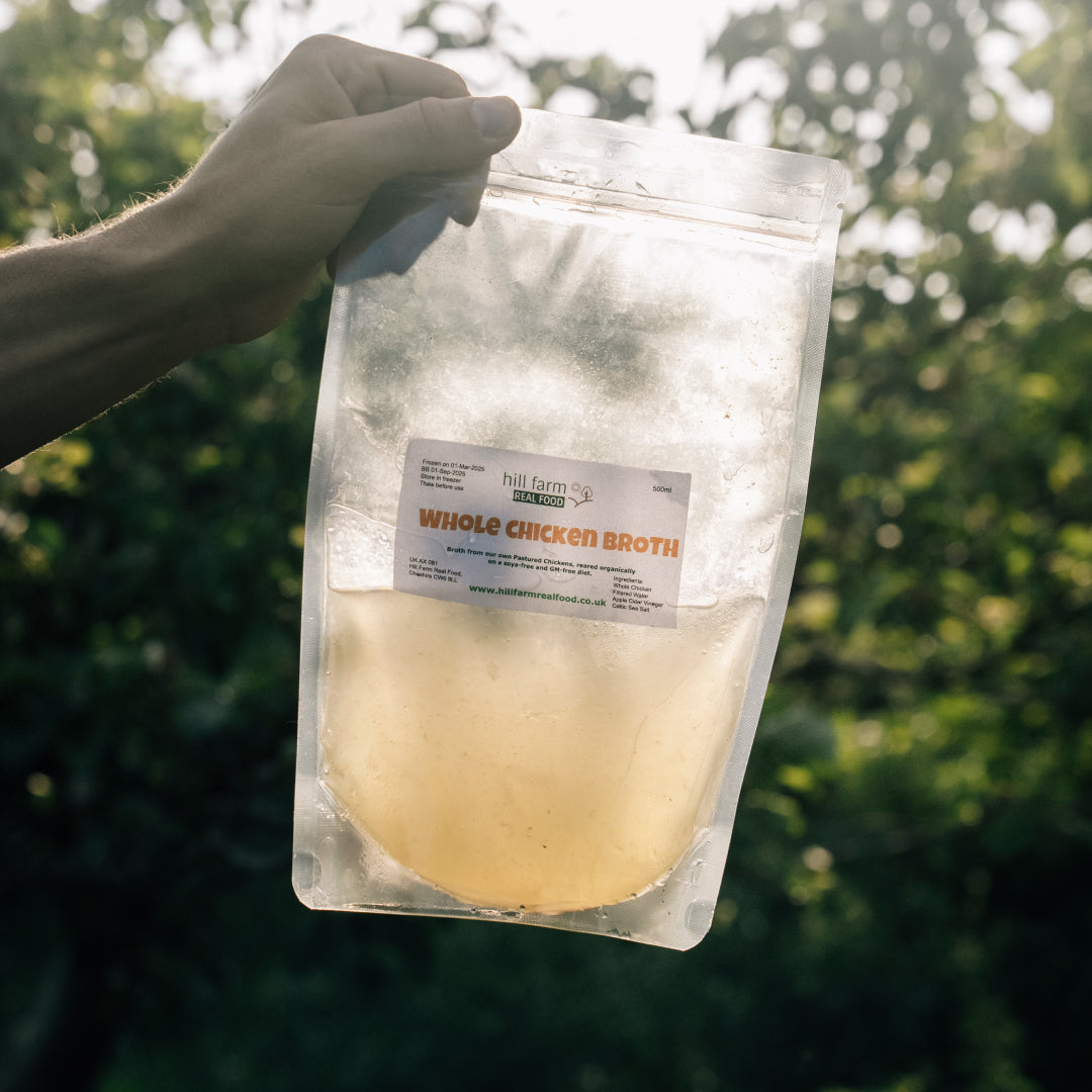 Hill Farm WHOLE CHICKEN BROTH 500ml x 4 pouch bundle (INCLUDES COURIER DELIVERY)